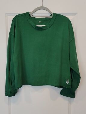 Free People Movement Lagenlook Cropped Relaxed Fit TEE Longsleeve Top Medium